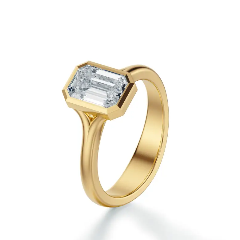 Pierścionek z diamentem w szlifie szmaragdowym SBPZ_071